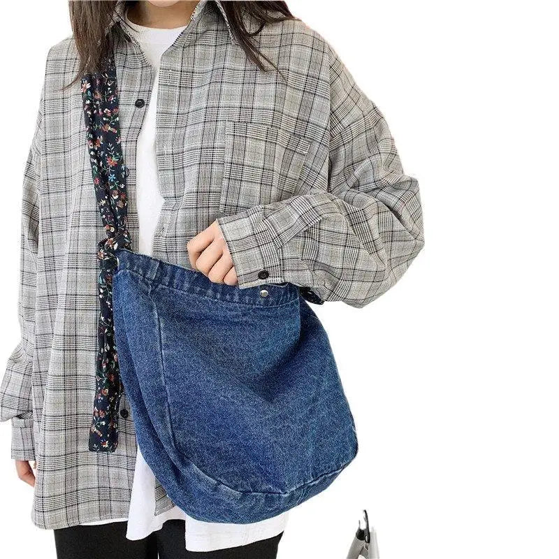 Large Capacity Women Canvas Shopping Bags Ladies Denim Handbags Shoulder Bag