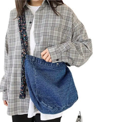 Large Capacity Women Canvas Shopping Bags Ladies Denim Handbags Shoulder Bag