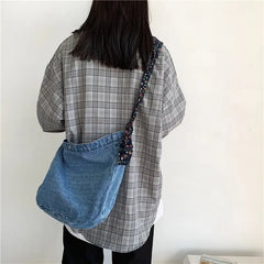 Large Capacity Women Canvas Shopping Bags Ladies Denim Handbags Shoulder Bag