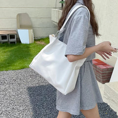 Large Capacity Women Totes Texture All-Match Students Shoulder Bag Solid Casual