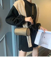 Large PU Leather Shoulder Bag Woman Casual Tote Nylon Solid Handbag Crossbody
