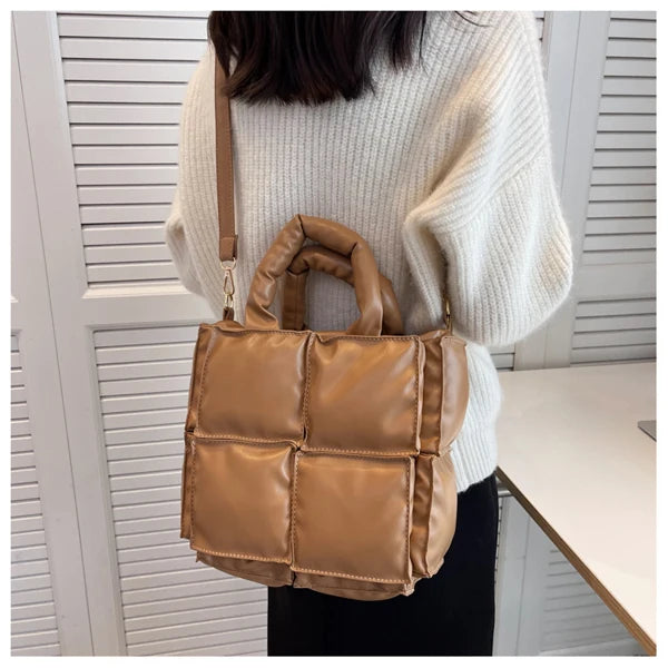 Women's Quilted Tote Handbag Nylon Shoulder Bag Winter Wallet