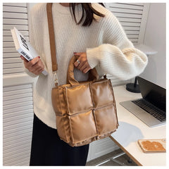Women's Quilted Tote Handbag Nylon Shoulder Bag Winter Wallet