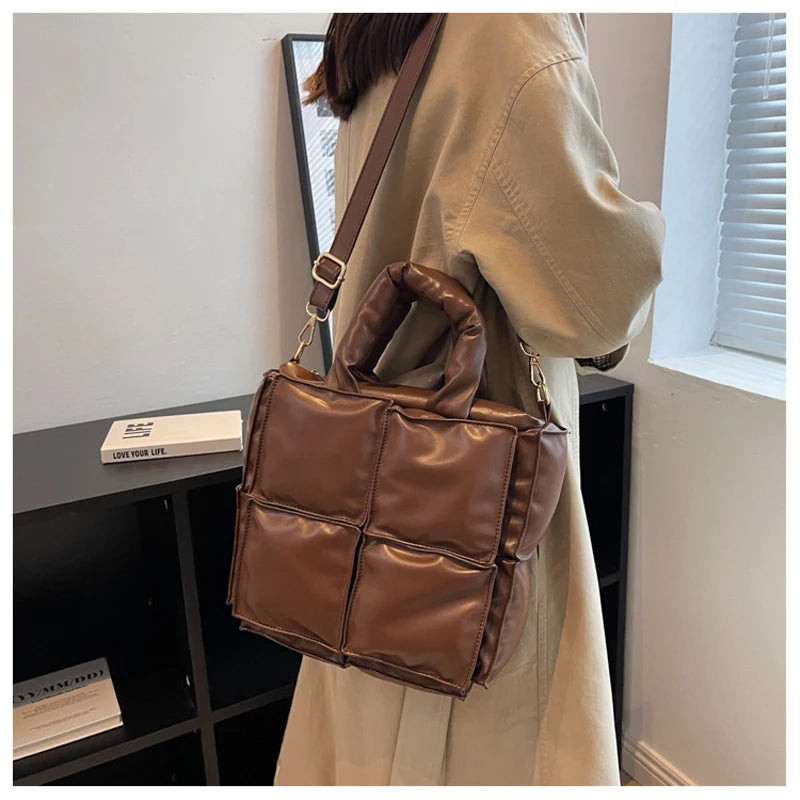Women's Quilted Tote Handbag Nylon Shoulder Bag Winter Wallet