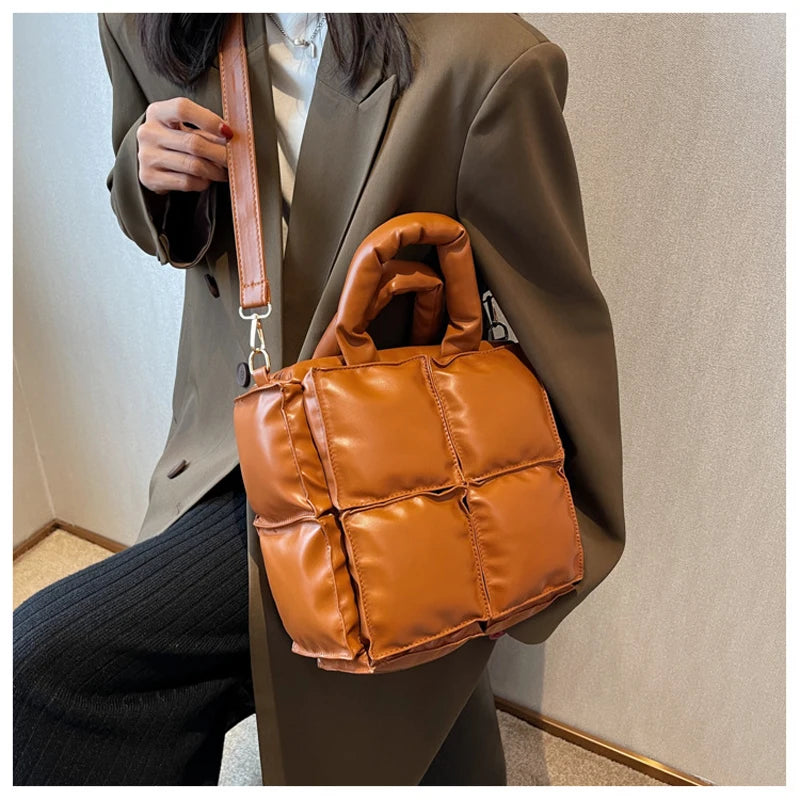 Women's Quilted Tote Handbag Nylon Shoulder Bag Winter Wallet