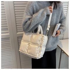 Women's Quilted Tote Handbag Nylon Shoulder Bag Winter Wallet