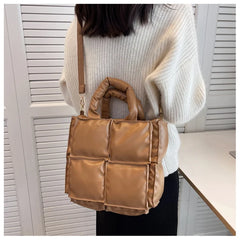 Women's Quilted Tote Handbag Nylon Shoulder Bag Winter Wallet