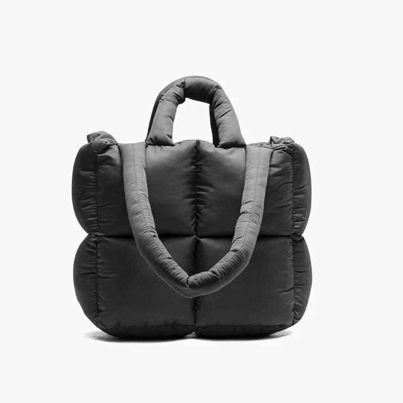 Large Quilted Nylon Tote Handbag Shoulder Bag