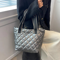 Quilted Women Tote Padded Handbags Shoulder Bags Nylon Down Cotton
