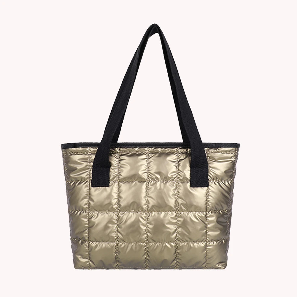 Quilted Women Shoulder Bag Large Tote Padded Handbags Winter Purse