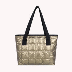Quilted Women Shoulder Bag Large Tote Padded Handbags Winter Purse