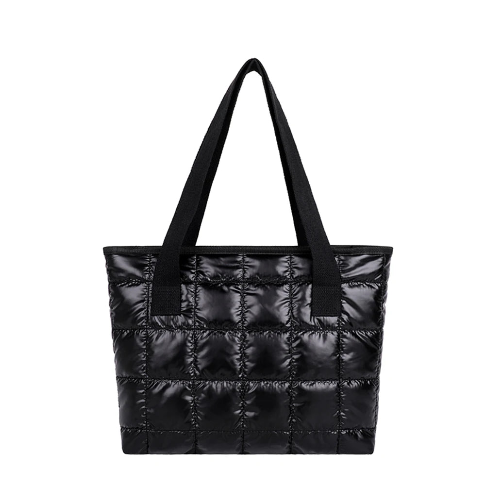 Quilted Women Shoulder Bag Large Tote Padded Handbags Winter Purse