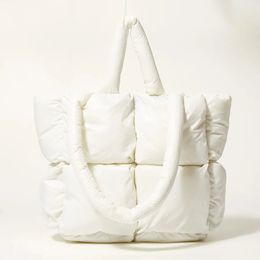 Large Tote Padded Handbags Women Nylon Down Crossbody Bag