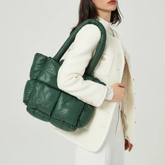 Large Tote Padded Handbags Women Nylon Down Crossbody Bag