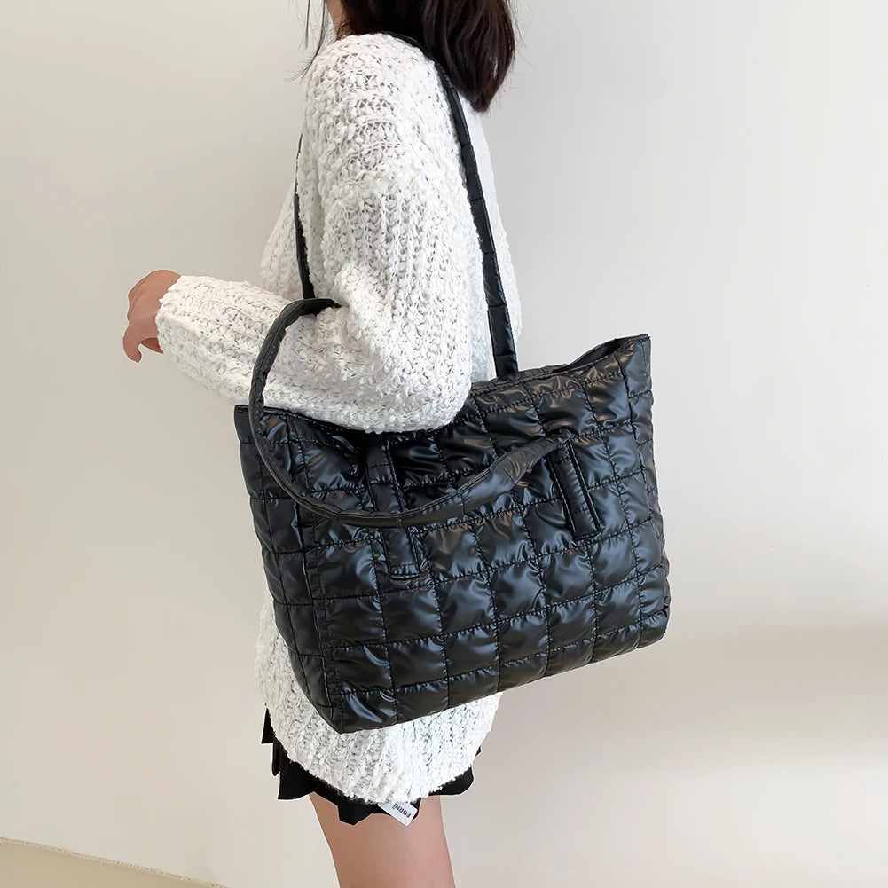 Large Tote Nylon Cotton Padded Handbags Casual Shoulder Bags