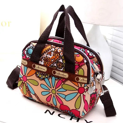 Waterproof Nylon Handbag Floral Cross-body Bag Tote Bolsas Feminina