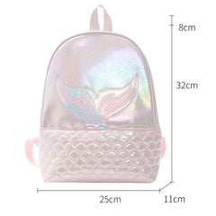 Cartoon Fish Tail Women Girls PU Leather Shoulder School Bag