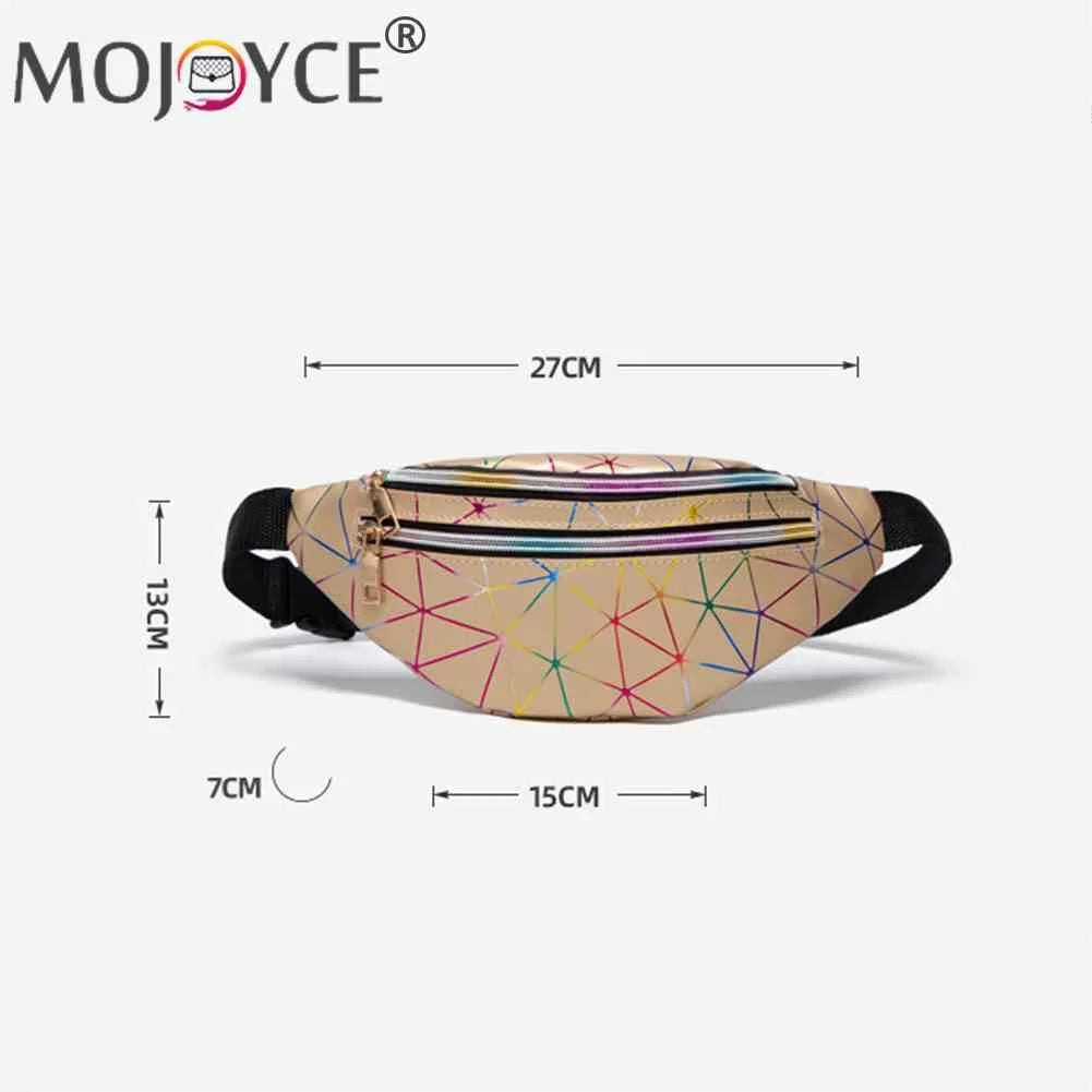 Geometric Pattern PU Leather Fanny Chest Pack Women