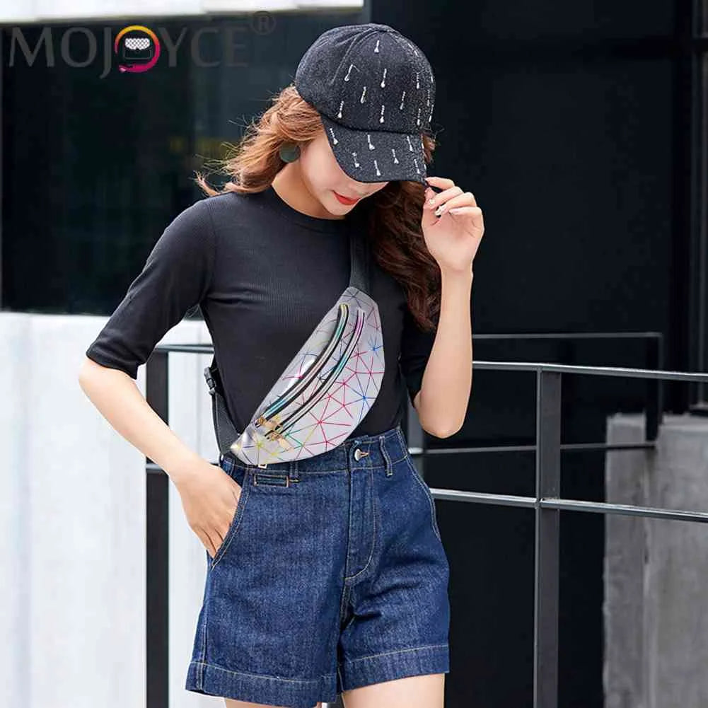 Geometric Pattern PU Leather Fanny Chest Pack Women