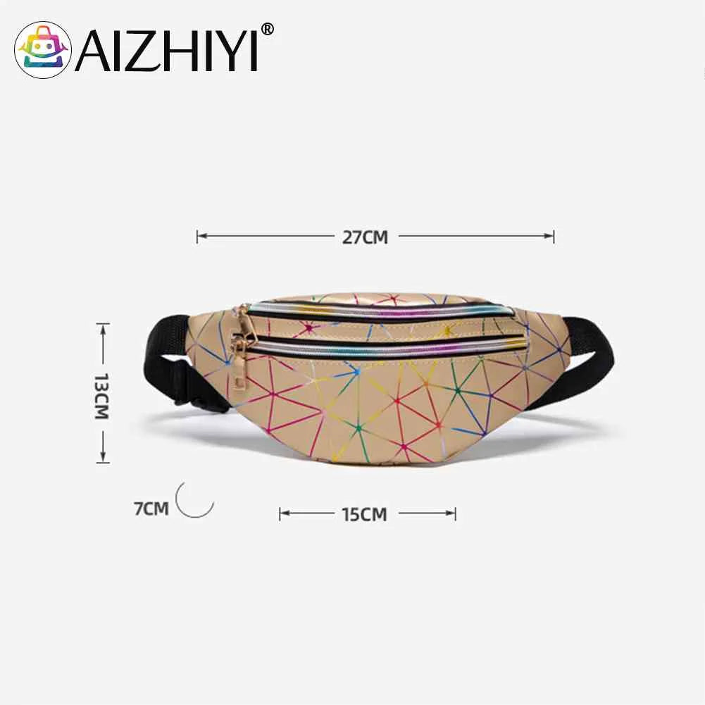 Fanny Chest Pack Geometric Pattern PU Leather Waist Belt Pouch Crossbody Bag