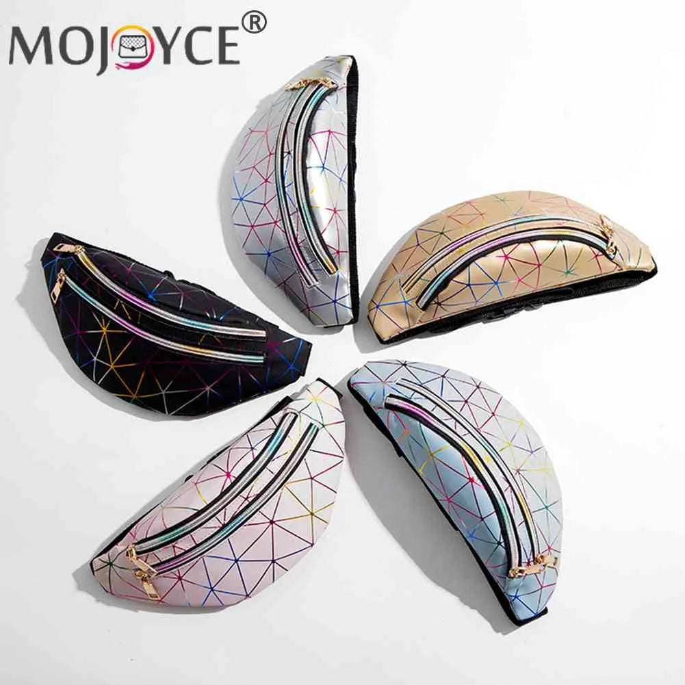 Geometric Pattern PU Leather Fanny Chest Pack Women