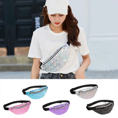 Women's Laser Fanny Waist Bag PU Leather Casual Chest Phone Pouch