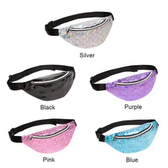 Women's Laser Fanny Waist Bag PU Leather Casual Chest Phone Pouch