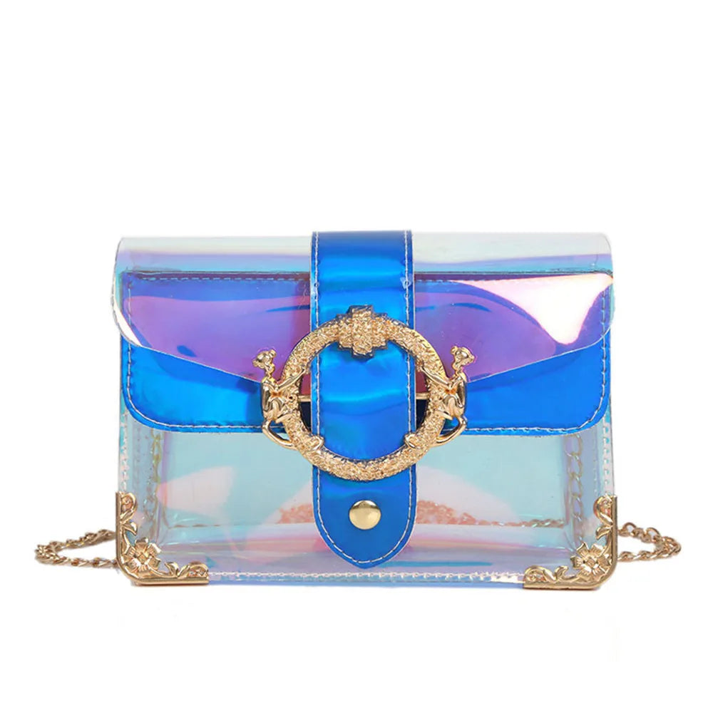 Laser Transparent PVC Jelly Shoulder Bag Beach Crossbody Chain Tote