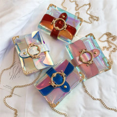 Laser Transparent PVC Jelly Shoulder Bag Beach Crossbody Chain Tote