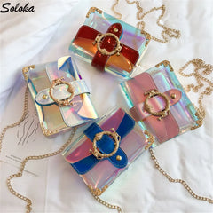 Laser PVC Jelly Shoulder Bag for Women Beach Waterproof Crossbody Messenger