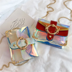 Laser PVC Jelly Shoulder Bag for Women Beach Waterproof Crossbody Messenger