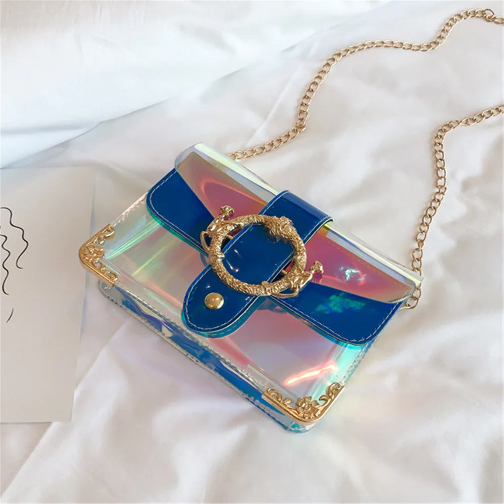 Laser PVC Jelly Shoulder Bag for Women Beach Waterproof Crossbody Messenger