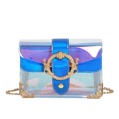 Laser Transparent PVC Jelly Shoulder Bag Beach Crossbody Chain Tote