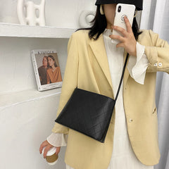 Lattice Pattern Crossbody Handbag PU Leather Shoulder Bag Travel Messenger Pouch