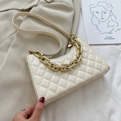 Lattice Pattern Women PU Shoulder Bag Chain Totes Leather