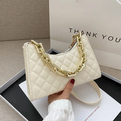 Lattice Pattern Women PU Shoulder Bag Chain Totes Leather