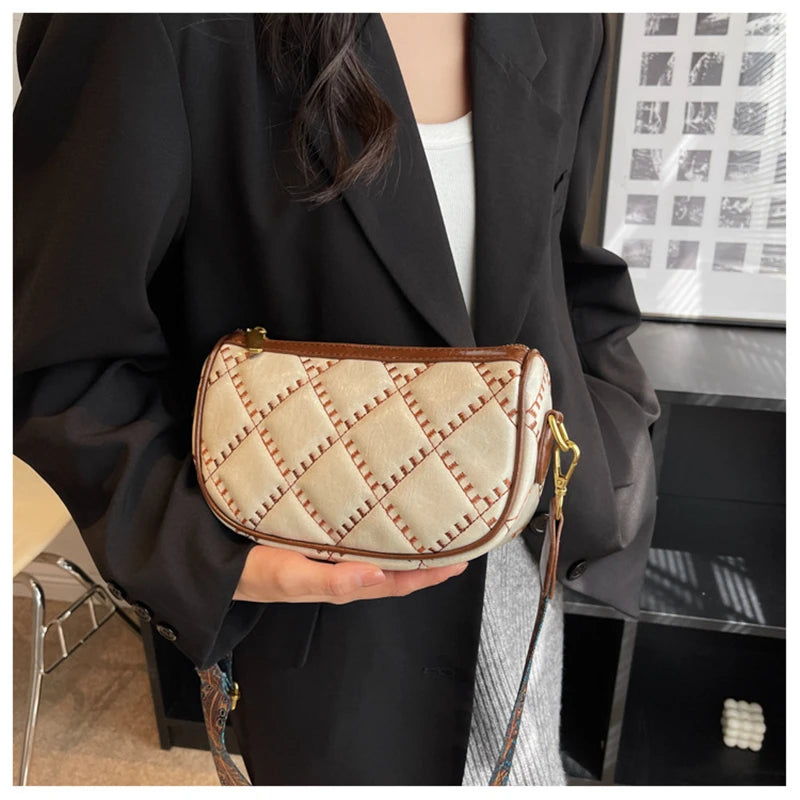 Lattice Women Shoulder Bags Female Handbags Wide Shoulder Strap