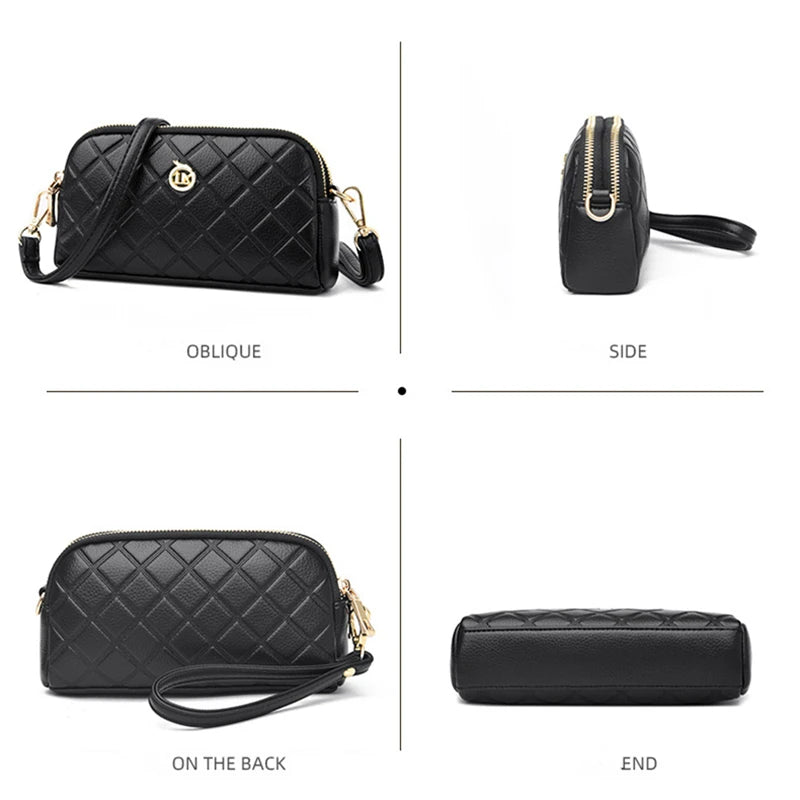 Lattice Women's Clutch Bag Leather Shoulder Bags Crossbody Purse