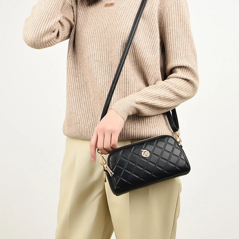 Lattice Women's Clutch Bag Leather Shoulder Bags Crossbody Purse
