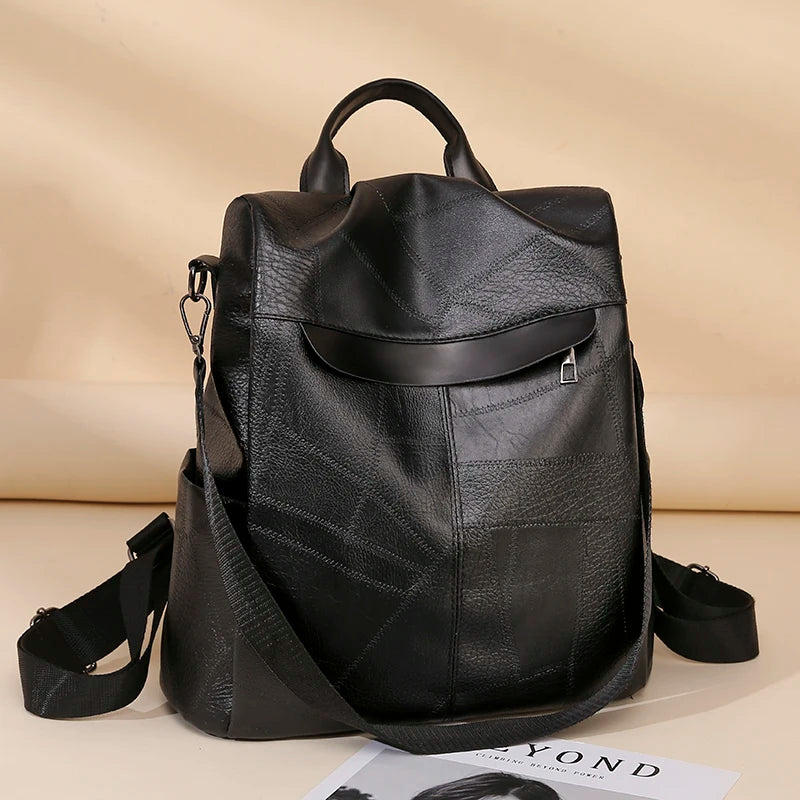 Leather Travel Backpack Anti Theft Rucksack