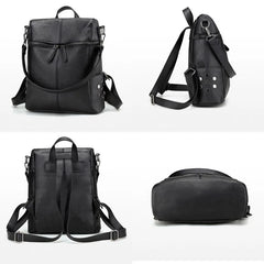 Waterproof PU Leather Backpack Women Zipper Casual Shoulder Bag