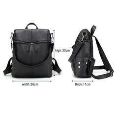 Waterproof PU Leather Backpack Women Zipper Casual Shoulder Bag