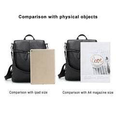 Waterproof PU Leather Backpack Women Zipper Casual Shoulder Bag
