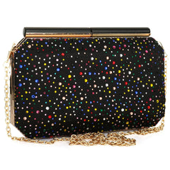 Leather Box Bag Evening Clutches Crossbody Rhinestone Party Purse Women