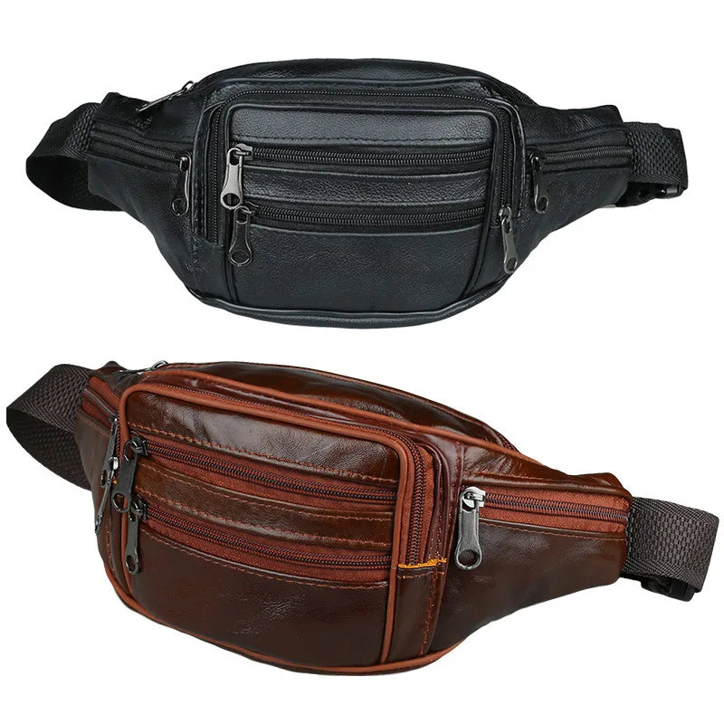 Leather Waist Fanny Pack for Men Women Travel Phone Bag