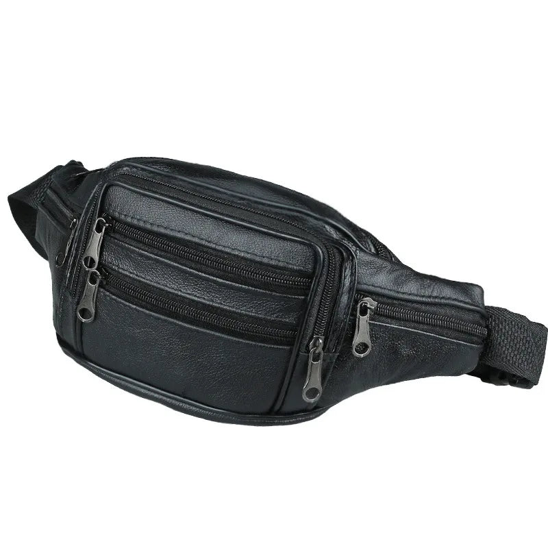 Leather Casual Waist Fanny Pack Hip Belt Bag for Mobile Travel