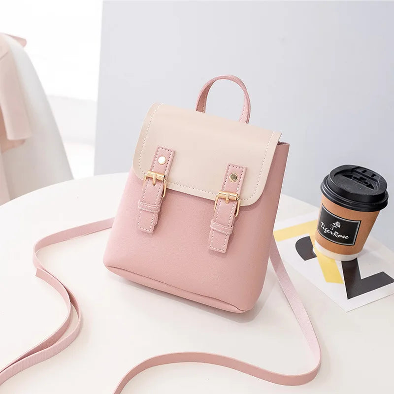 Leather Small Shoulder Bag Female Handbags Women Patchwork Colors Cross Body Pur