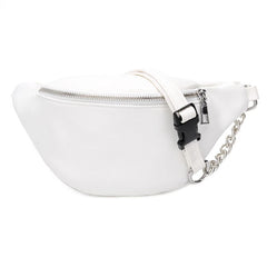 Leather Fanny Pack Chest Bag with Metal Chain