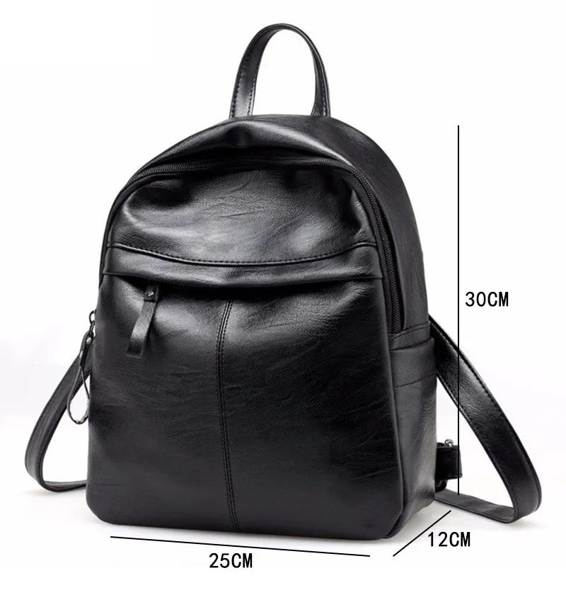 Leather Women Backpack School Backpacks Zipper School Bag For Girls