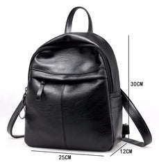 Leather Women Backpack School Backpacks Zipper School Bag For Girls
